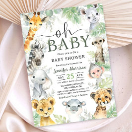 Convites Jungle  Safari Animals Baby Shower Oh Baby 