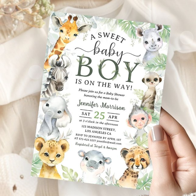 Convites Jungle Safari Animals Boy Baby Shower Tropical (Criador carregado)