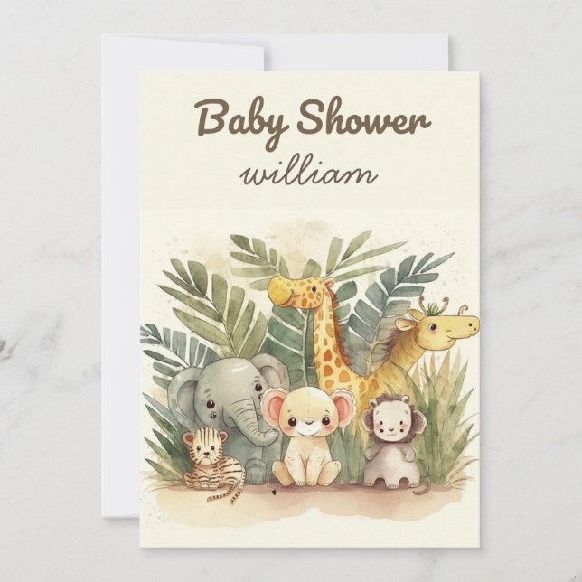 Convites Jungle Safari Baby Shower (Frente)