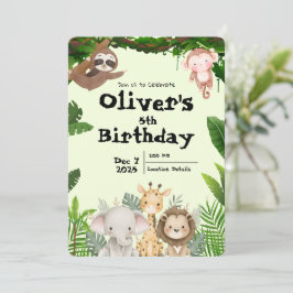 Convites Jungle Safari Birthday Invitation