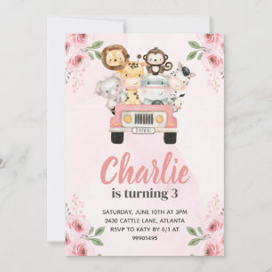 Convites Jungle Safari Birthday Invitation