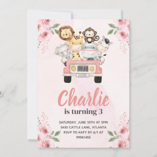 Convites Jungle Safari Birthday Invitation