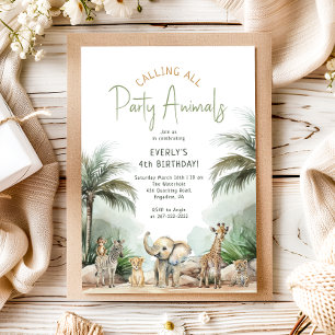Convites Jungle Safari "Chamando Todos os Animais do Partid