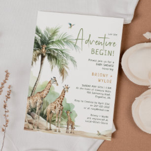 Convites Jungle Safari Giraffe Adventure Chá de fraldas