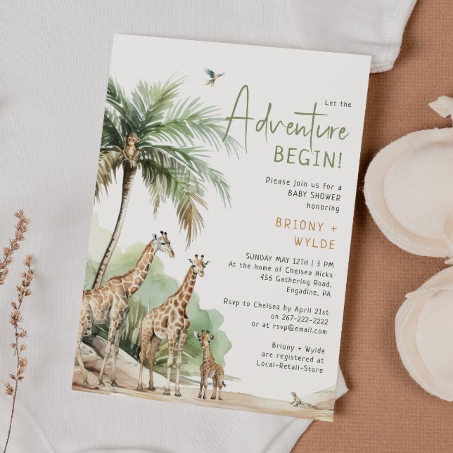 Convites Jungle Safari Giraffe Adventure Chá de fraldas (Criador carregado)