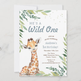 Convites Jungle Safari Giraffe Wild One Party