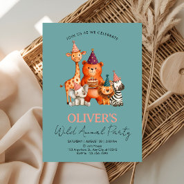 Convites Jungle Safari Wild Animals Birthday