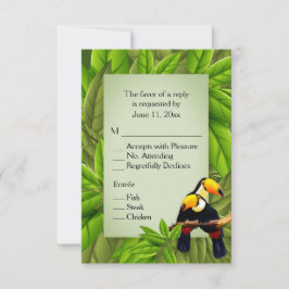 Convites Jungle Toucans RSVP com Seleção de Prato Principal
