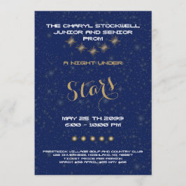 Convites Júnior superior do baile de formatura, noite sob