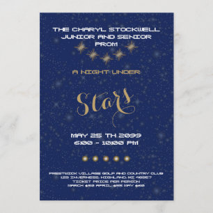 Convites Júnior superior do baile de formatura, noite sob