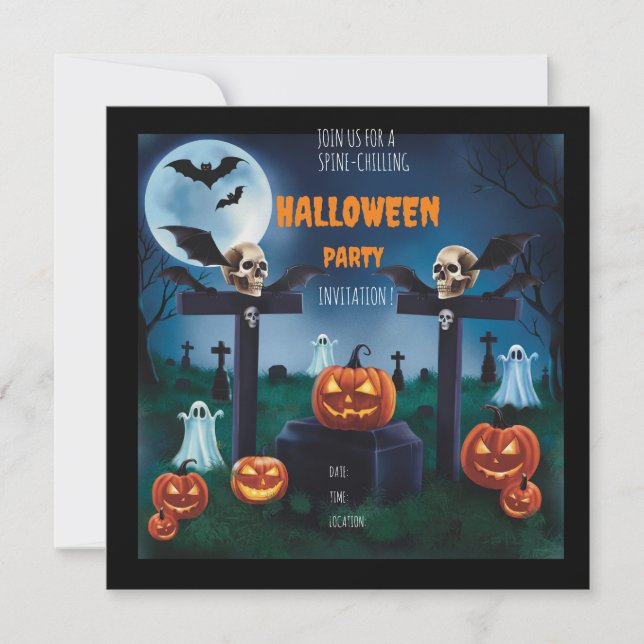 Convites "Junte-se à Festa de Halloween Noturna e Assustado (Frente)