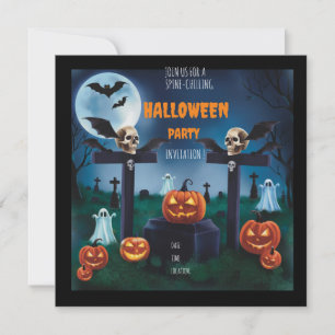 Convites "Junte-se à Festa de Halloween Noturna e Assustado