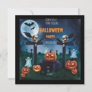 Convites "Junte-se à Festa de Halloween Noturna e Assustado