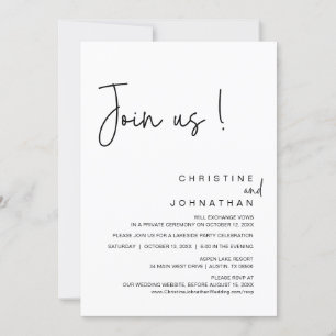 Convites Junte-Se A Nós, Janto De Elopemento De Casamento, 