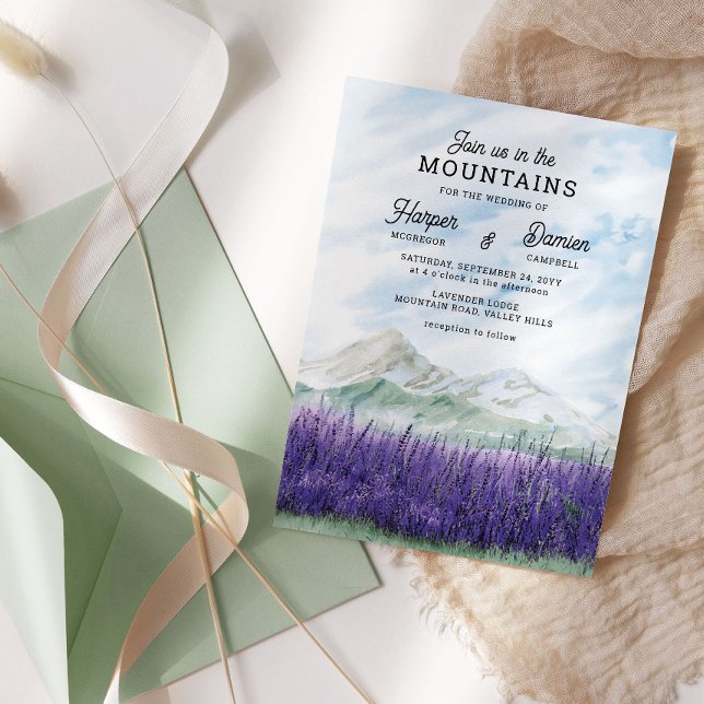 Convites Junte-se a nós no Casamento de Lavandas Cênicas da (Join us in the Mountains Wedding Invitation from my Mountain Lavender Wedding Collection
)