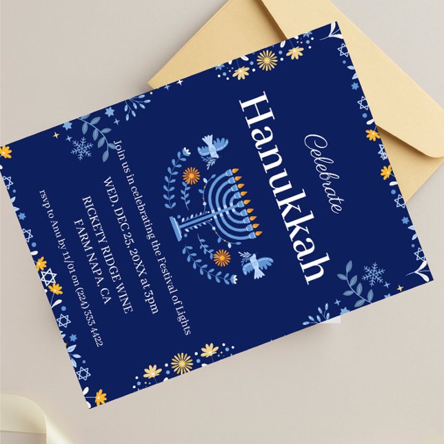 Convites Junte-se a nós para uma celebração alegre de Hanuk (Criador carregado)
