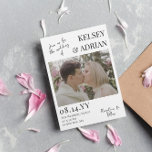 Convites Junte-se ao casamento de fotos da tipografia moder<br><div class="desc">Convite de casamento informal e moderno com uma combinação de escrita e fontes serif, seus nomes e data de casamento em letras grandes, e fotos de vocês dois. Convite para casamento de fotos em branco com fontes pretas personalizadas com duas fotos, em um dos lados do convite. Convite de casamento...</div>