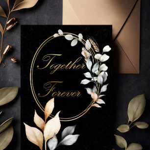 Convites Juntos Para Sempre Elegante Casamento Preto e Dour