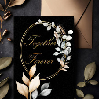 Convites Juntos Para Sempre Elegante Casamento Preto e Dour