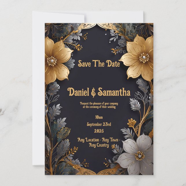 Convites Juntos para sempre: Uma Celebração do Amor Ouro (Frente)