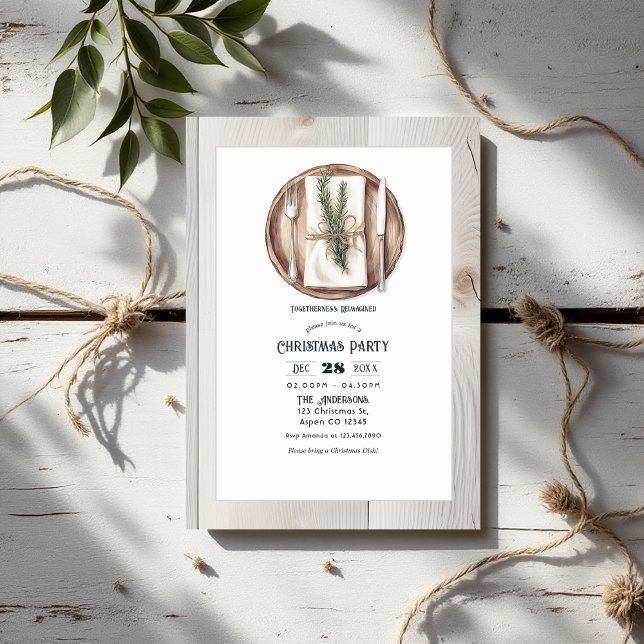 Convites Juntos Reimaginou Festa de Natal Russa (Togetherness Reimagined Rustic Christmas Party Invitation)