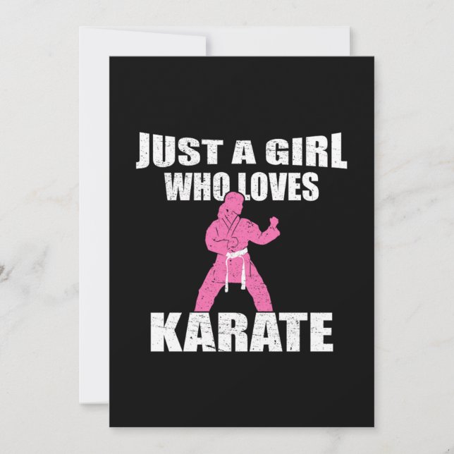 Convites Just A Girl Who Loves Karate Gift Idea (Frente)
