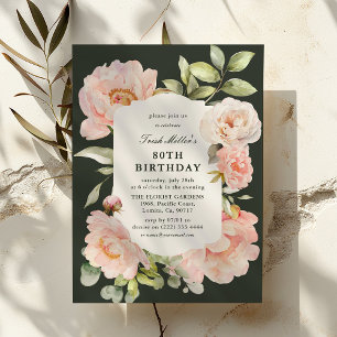 Convites Just Blush Floral 80º Aniversário
