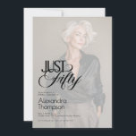 Convites Just Fifty Photo 50th Birthday Party<br><div class="desc">Minimal Just Fifty photo overlay black text 50th birthday invitation designed for your milestone celebration. “Just Fifty” introduces a new, original concept: a clean, essential way to embrace and enjoy your fiftieth birthday. A minimal design that invites you to pause, breathe, and celebrate. Just. Your moment. Fifty. The typography features...</div>