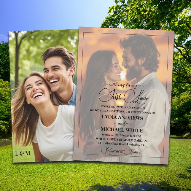 Convites Just Love Text Overlay Photo Wedding  (Criador carregado)