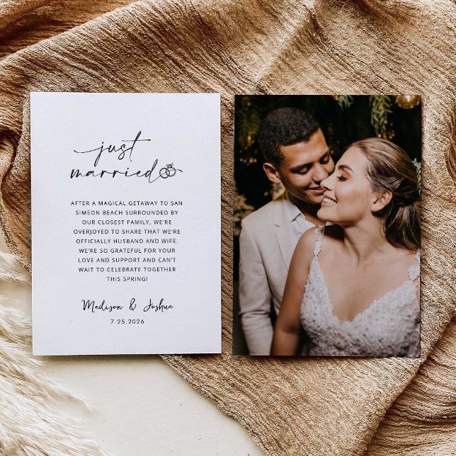 Convites Just Married Wedding Announcement | Photo Template (Criador carregado)