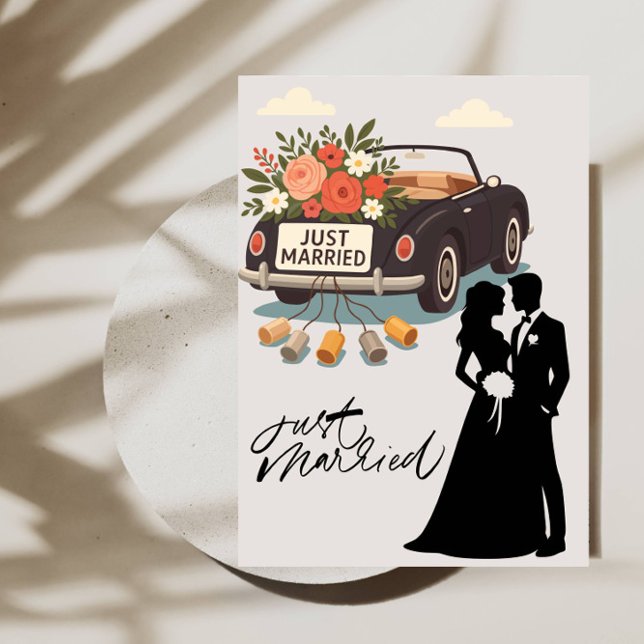 Convites Just Married Wedding Party-Elegant Modern Newlywed (Criador carregado)
