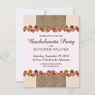 Convites Juta Elegante, Rosas e Cream Design