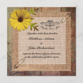 Convites Jute Burlap sobre Casamento Russo de Madeira