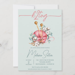 Convites k2tog, Chá de panela de tricô de algodão azul e ro