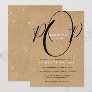 Convites Kaft Rustic Script Ready to Pop Chá de fraldas