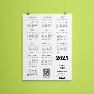 Convites Kalender Deutsch 2025 Calendário de Ano de Cheio Q