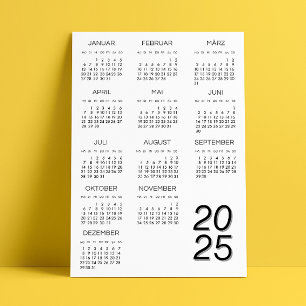 Convites Kalender Deutsch 2025 Calendário Preto E Branco