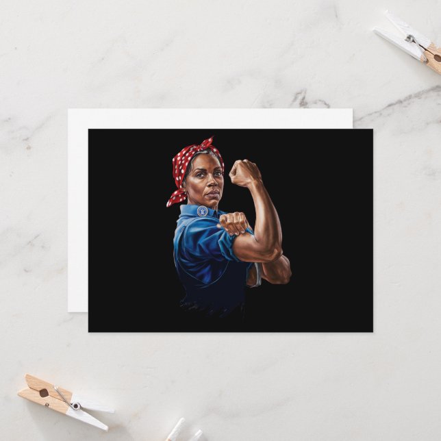 Convites Kamala Harris 2024 Rosie The Riveter Chilless Cat (Frente/Verso In Situ)