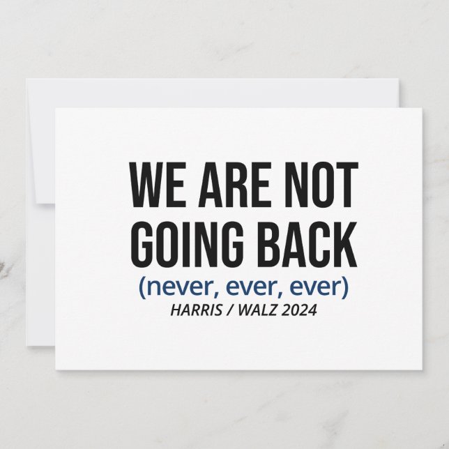 Convites Kamala Harris Não Voltaremos, Vote Harris (Frente)