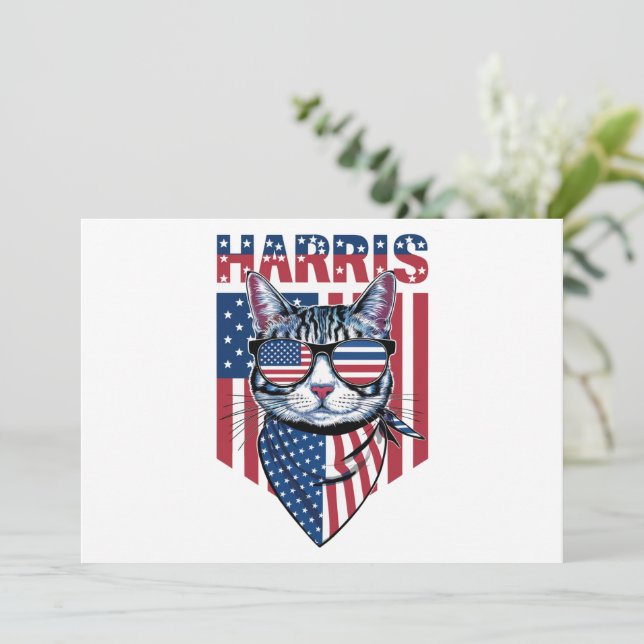 Convites Kamala Harris para Presidente 2024 Gato Engraçado  (Em pé/Frente)