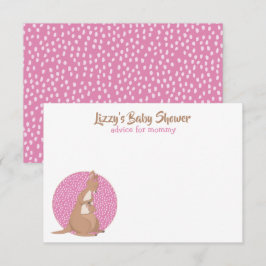 Convites Kangaroo Baby Girl Chá Rosa