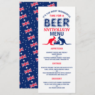 Convites Kangaroo Beer, Bandeira Australiana, Menu de Natal