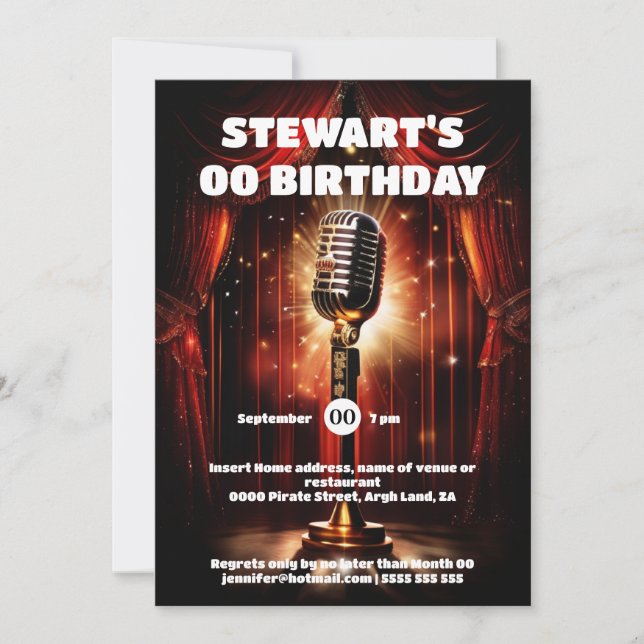 Convites Karaoke - estrelas da noite - evento do tapete ver (Frente)