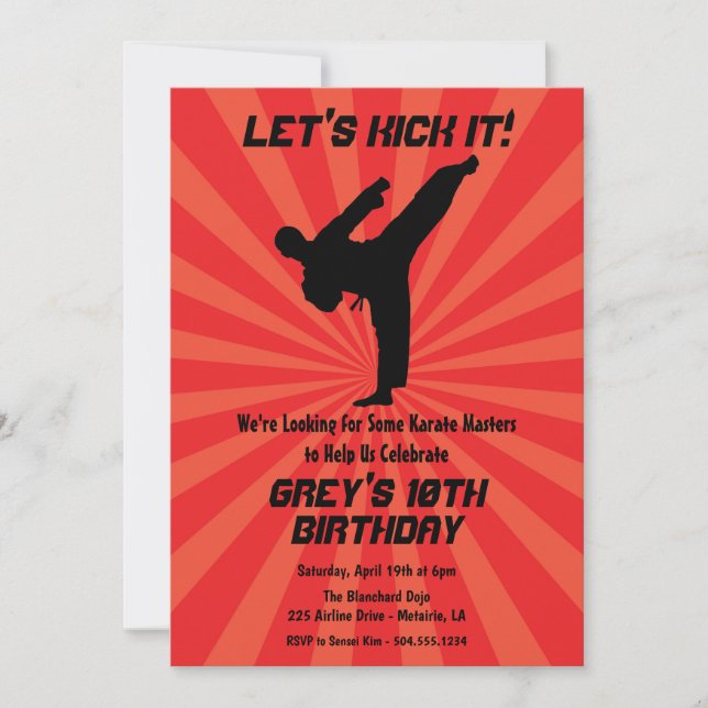 Convites Karate, Convites Dojo (Frente)