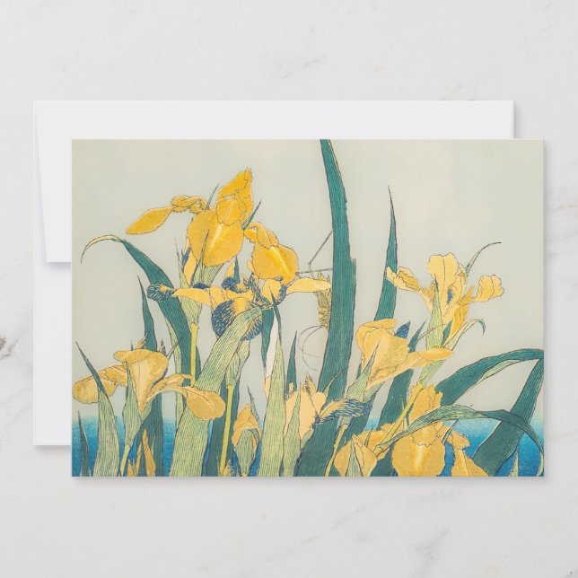 Convites Katsushika Hokusai - Gafanhoto e Iris (Frente)