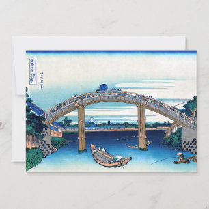 Convites Katsushika Hokusai - Sob Ponte Mannen, Fukagawa