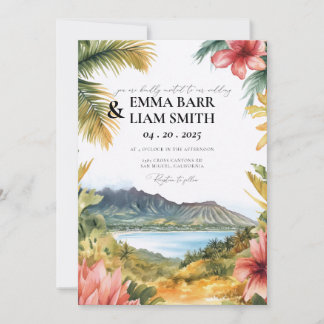 Convites Kauai HAWAII Beach Tropical Wedding Invitation