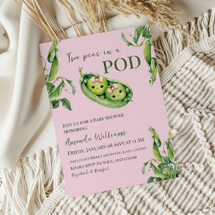 Convites Kawaii 2 ervilhas no Chá de fraldas das gêmeas cor