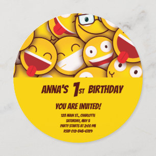 Convites Kawaii Cute Emoji Emoticon Birthday