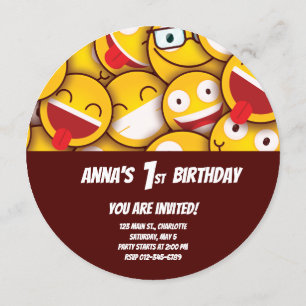 Convites Kawaii Cute Emoji Emoticon Birthday